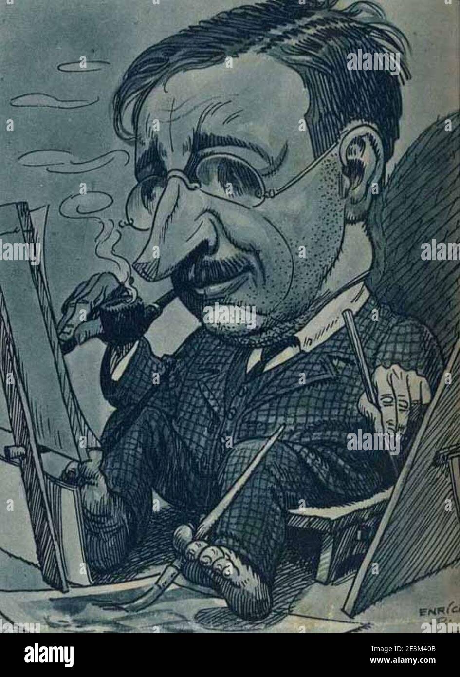 Maksim Gaspari caricature by Smrekar (2). Stock Photo