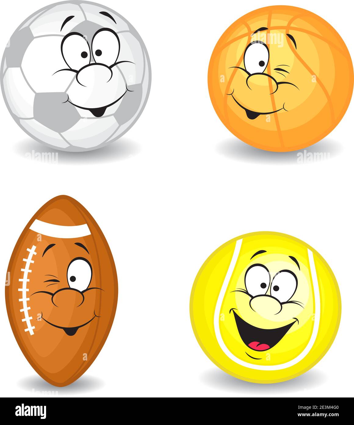 Cartoon sport balls. Vector collection. Isolated on white background. Stock Vector