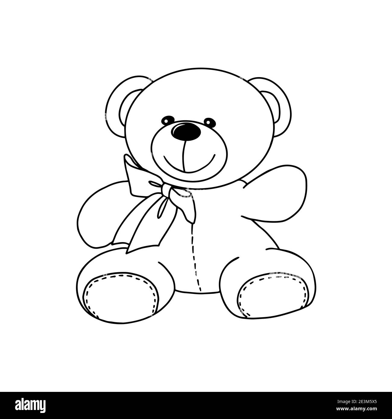 Vector hand-drawn illustration of a cute teddy bear. Gift toy for ...