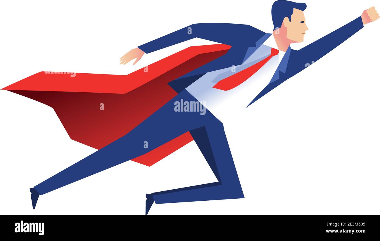 elegant businessman worker flying with hero cape character vector ...