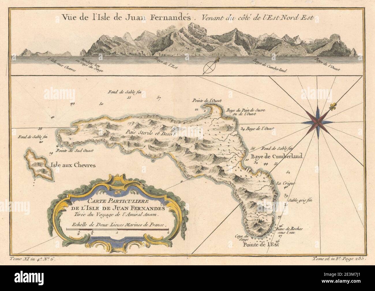 Map-juan-fernandez-island-1753. Stock Photo