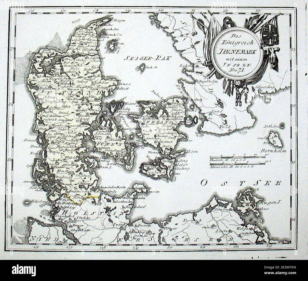 Map of Denmark in 1791 by Reilly 071 Stock Photo Alamy