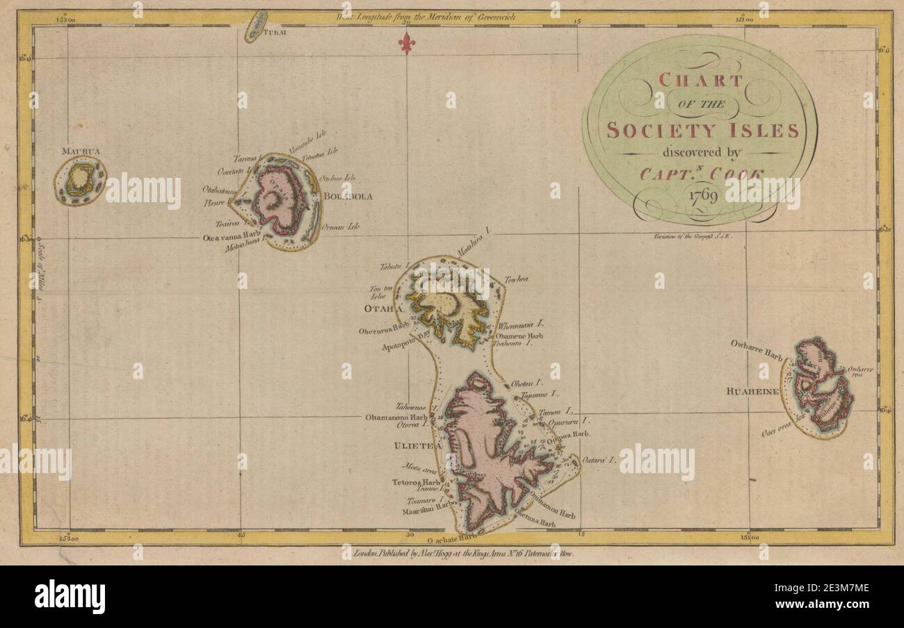 Map-society-islands-hogg-1784. Stock Photo