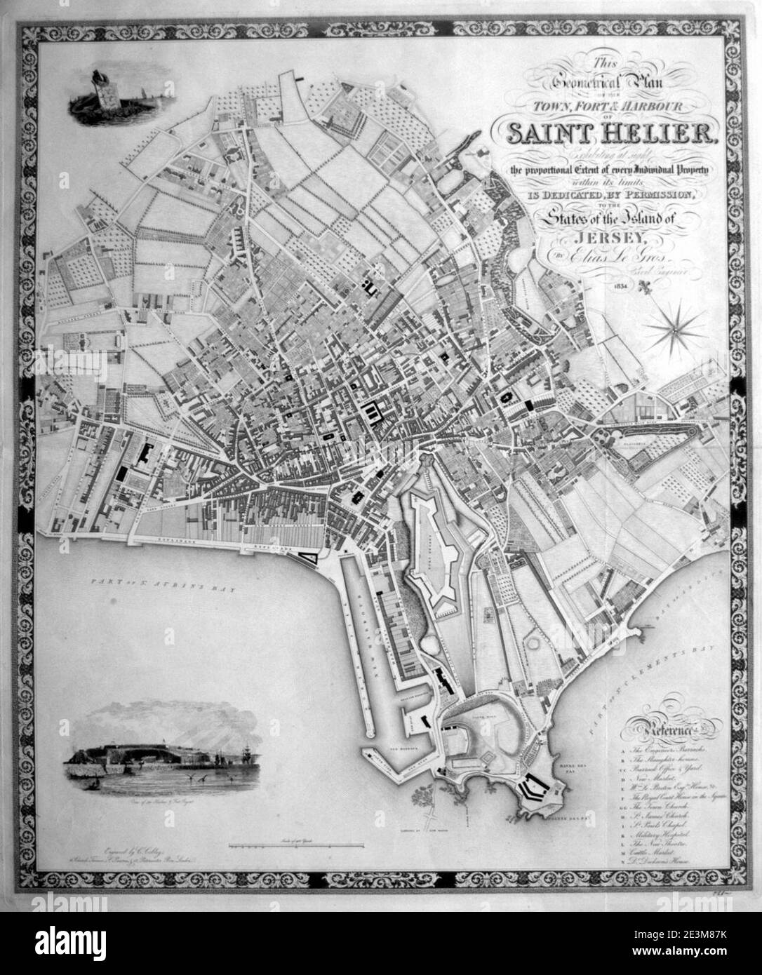 Map of St Helier 1834 Stock Photo Alamy