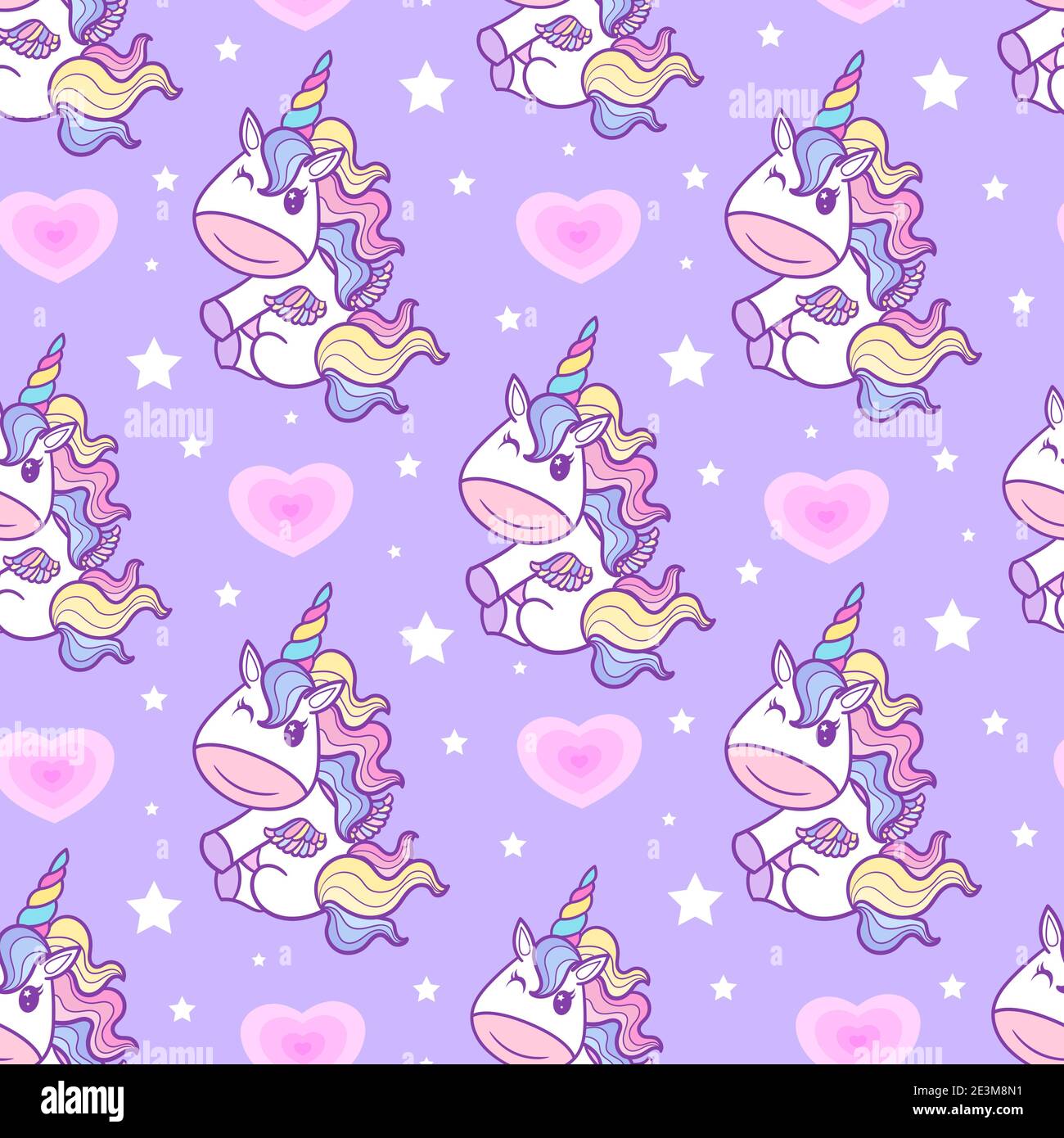 Seamless pattern with unicorn on a pink background. Vector Stock Vector