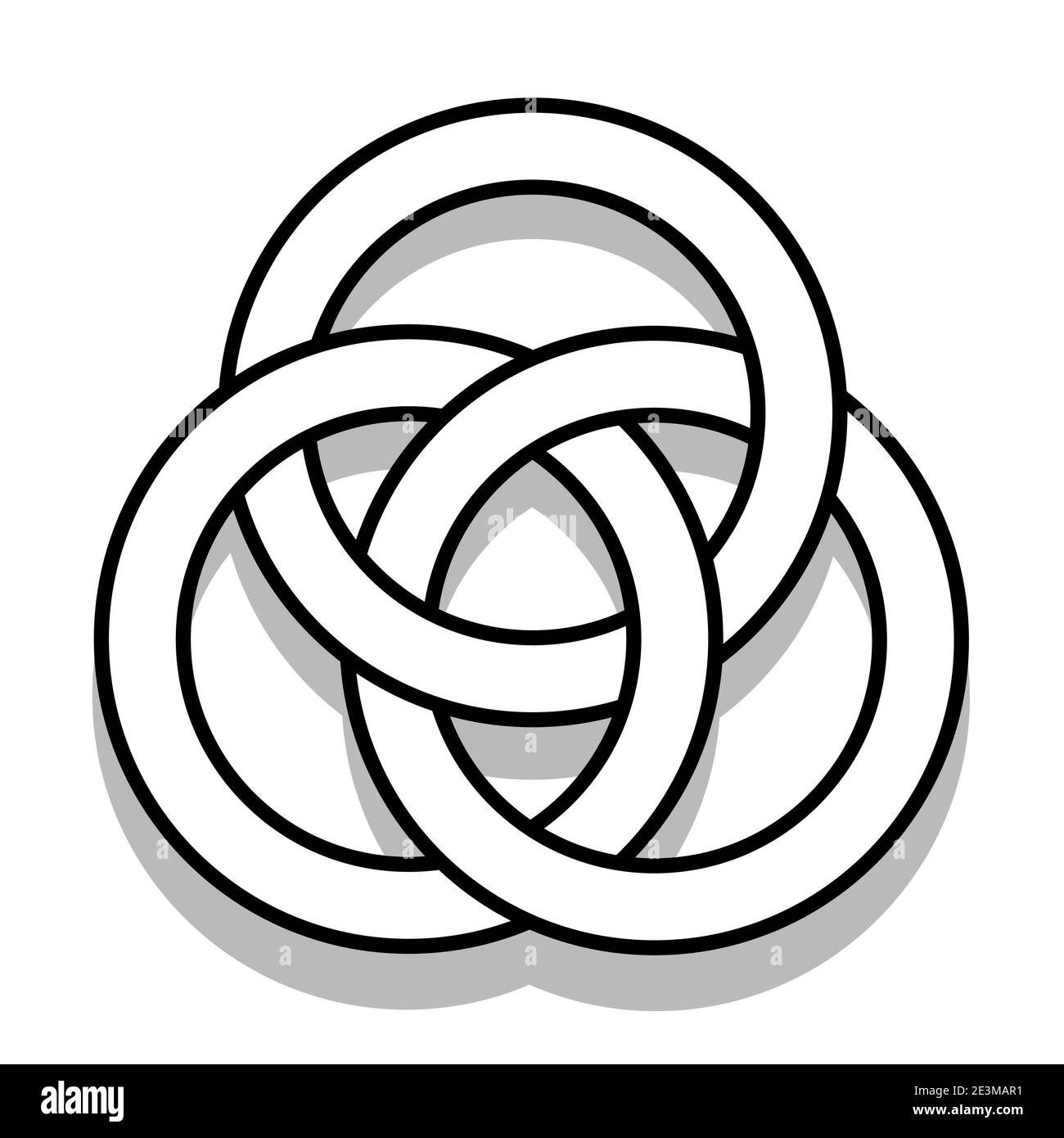 Illustration of impossible linked contour circles, also known as Borromean rings Stock Vector