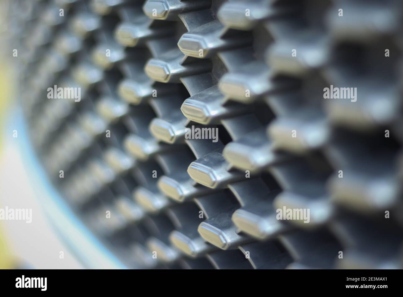 Closeup Shot Of Silver Aluminium Car Front Bumper Vents Grill Mesh For Air Intake to Engine and