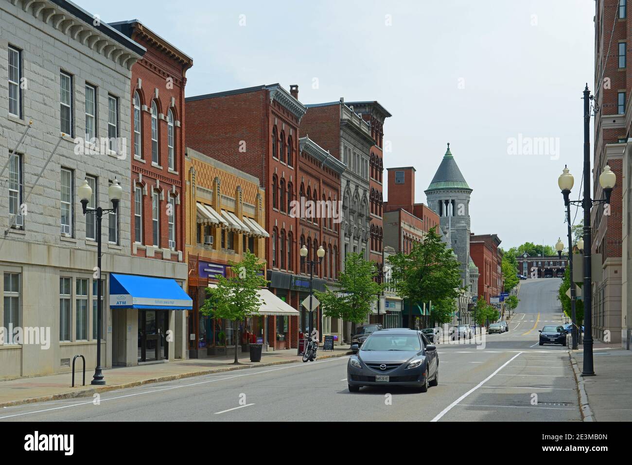 Historic Buildings on Water Street in downtown Augusta, Maine ME, USA