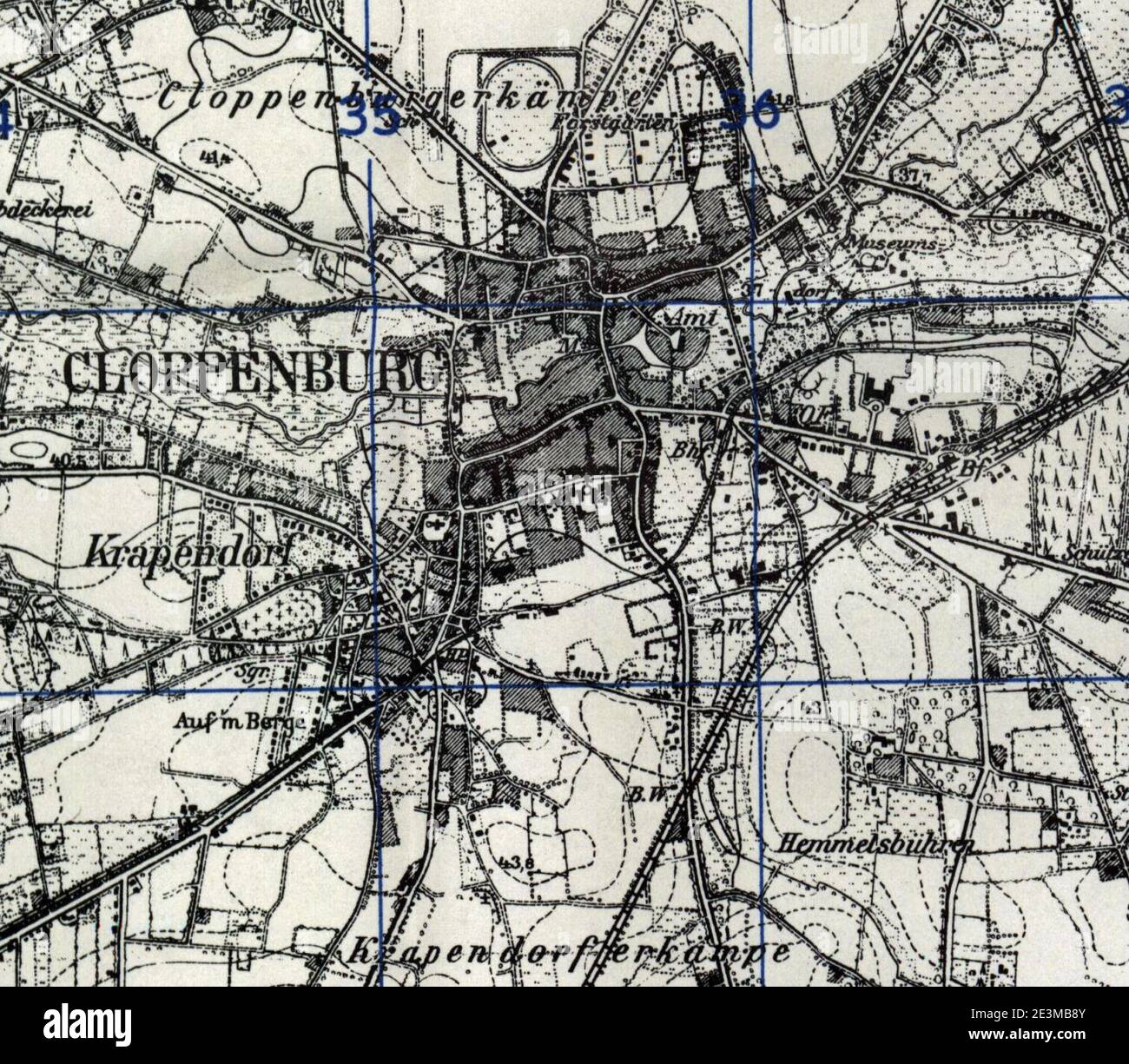 Map of pre World War II Germany TK25 Cloppenburg 3114 Cloppenburg City. Stock Photo