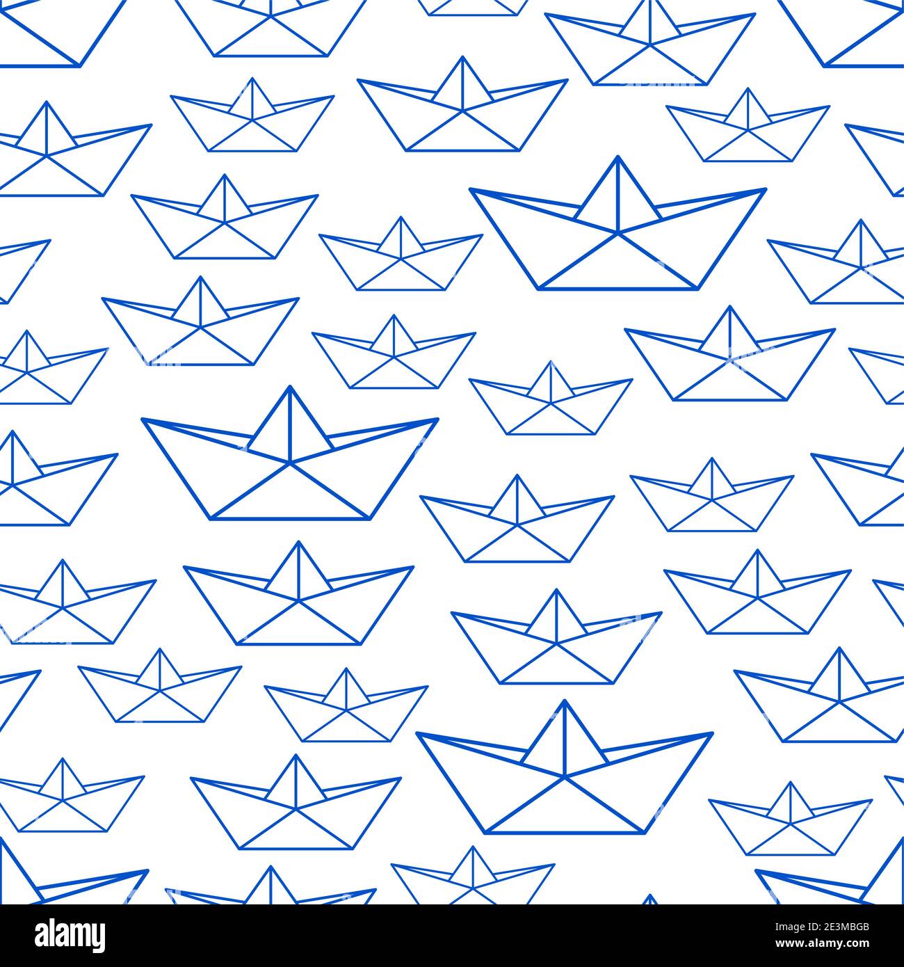 Seamless pattern of the contour folded paper boats Stock Vector