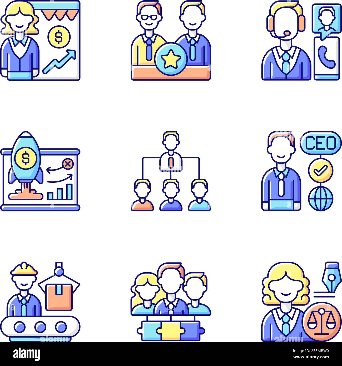 Corporate hierarchy RGB color icons set Stock Vector Image & Art - Alamy