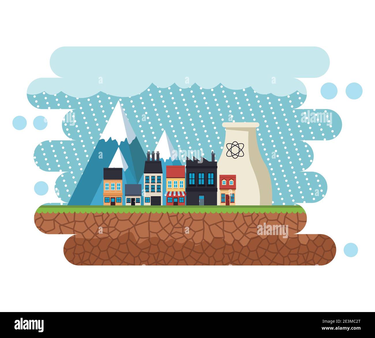 climate change effect city scape scene with rainy vector illustration ...