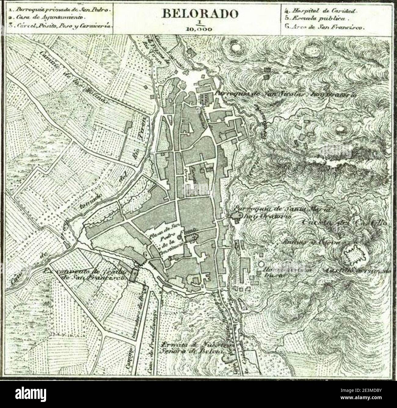 Mapa de Belorado (1868), por Francisco Coello. Stock Photo