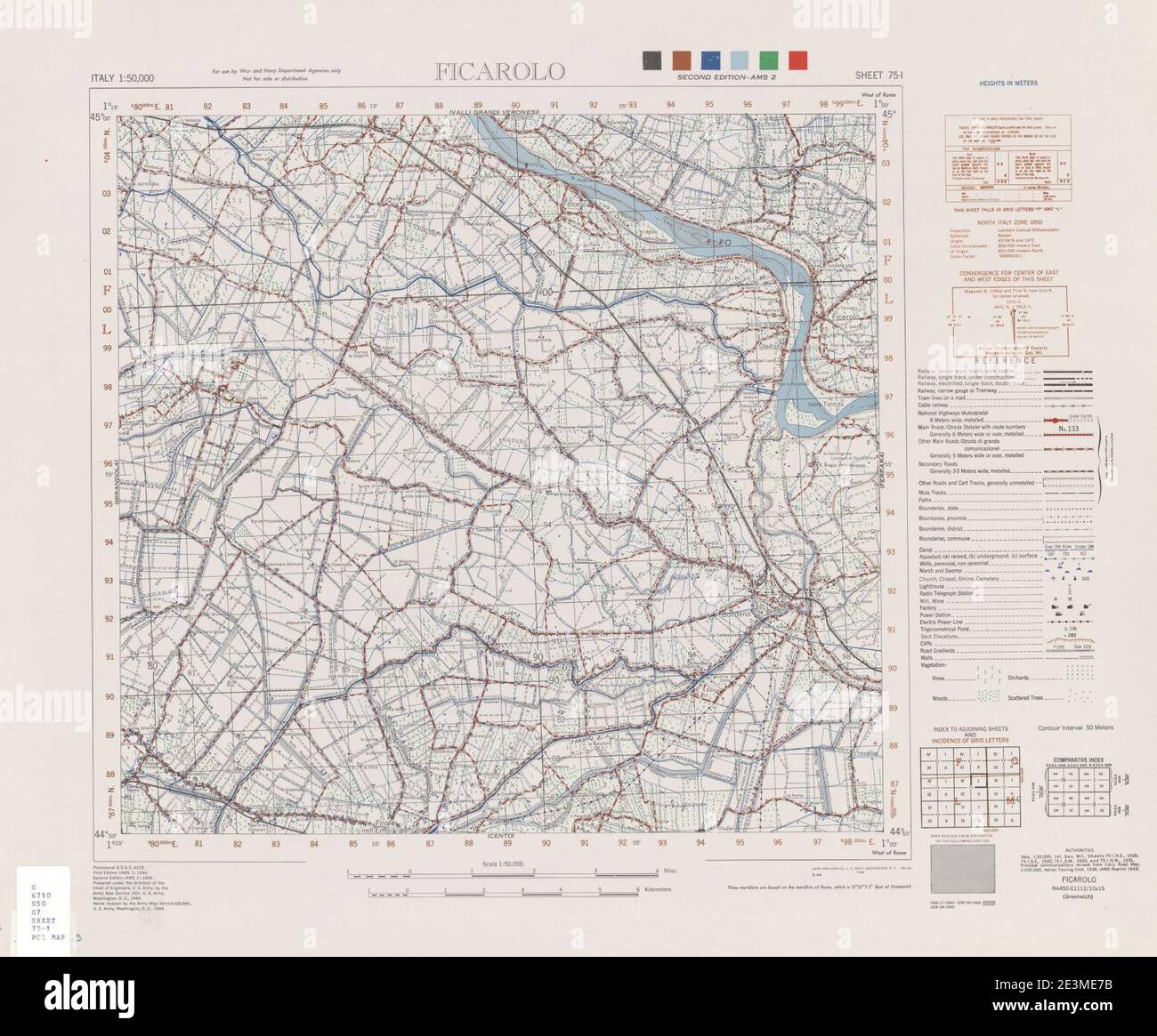 Map of ficarolo us army map service 1941 stock photo alamy
