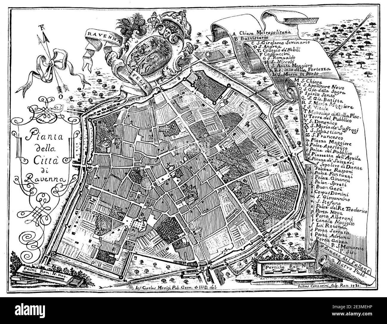 Mappa di Ravenna nel 1781 Stock Photo - Alamy