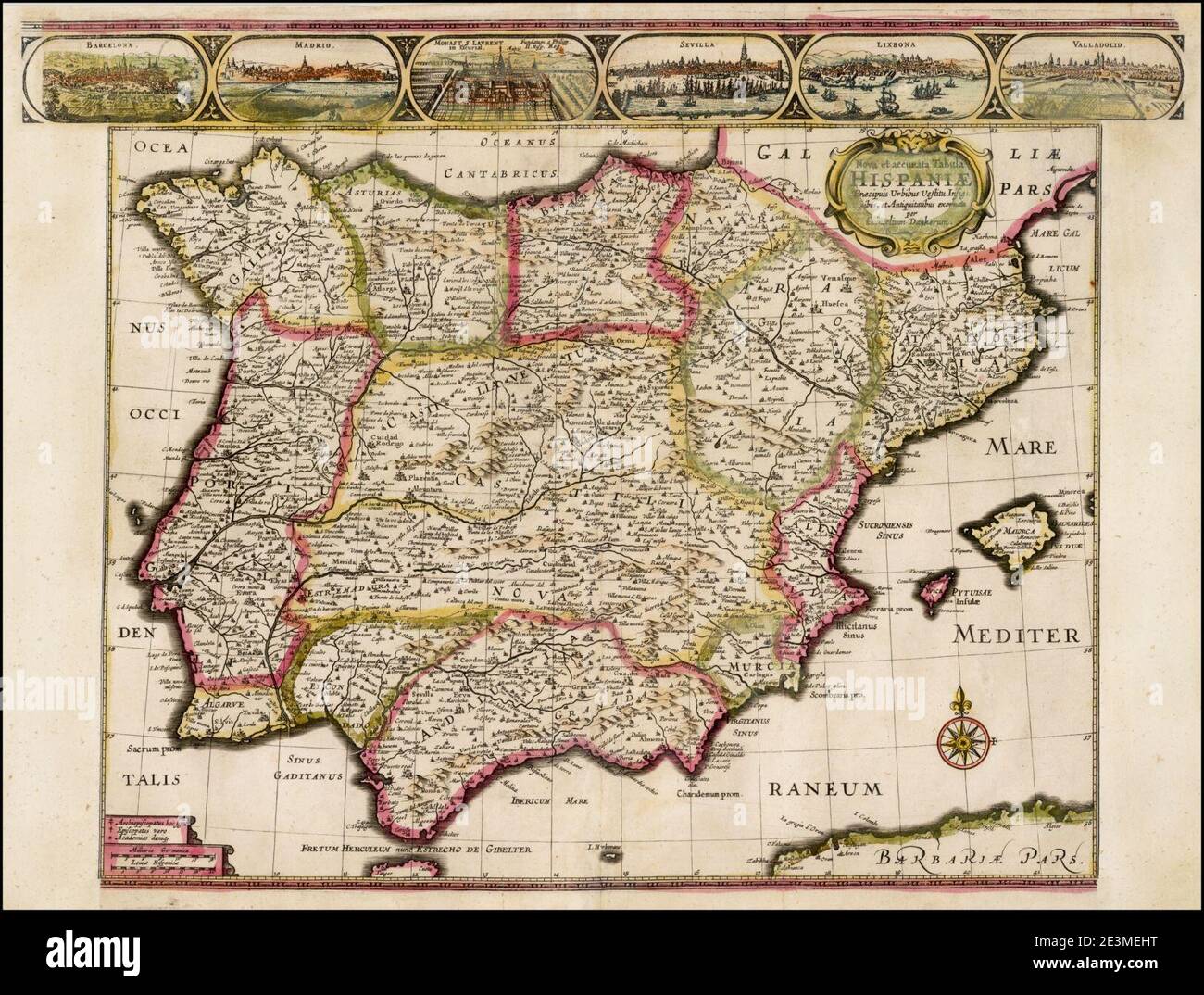 MAPA DE ESPAÑA EN 1640. Stock Photo