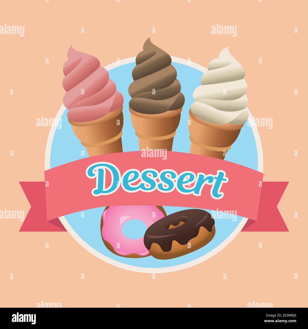 sweet delicious ice cream and donuts pastry food icon vector ...