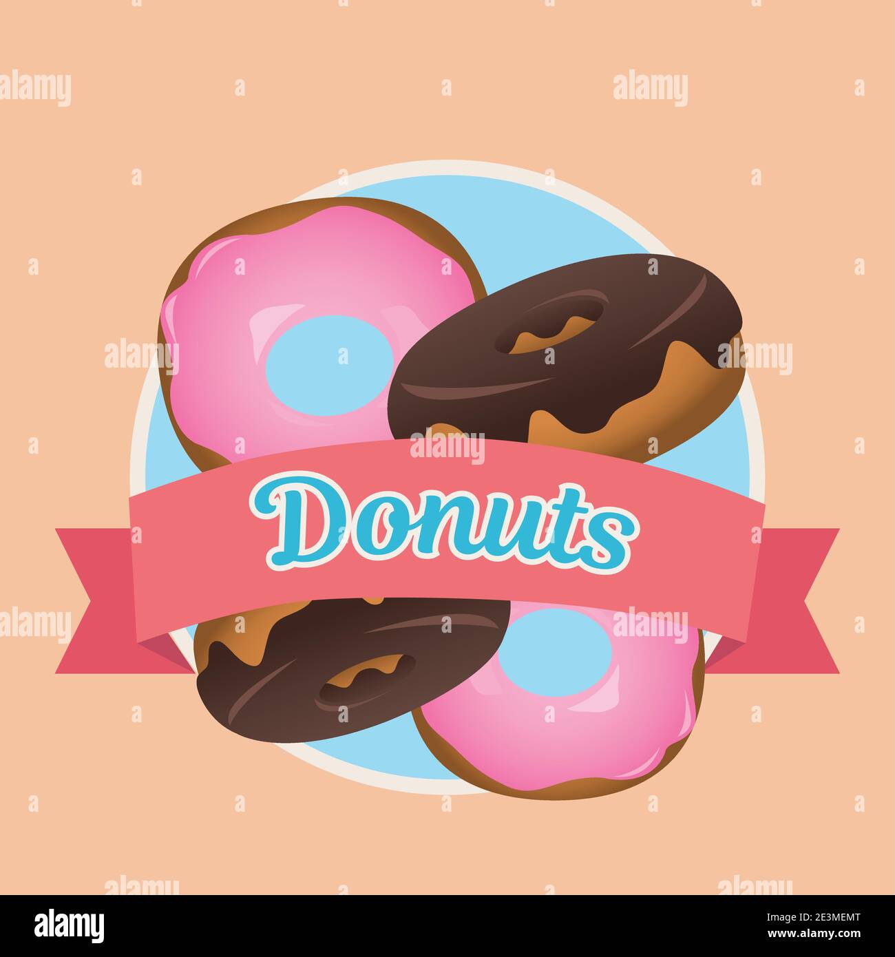 delicious sweet donuts with ribbon frame vector illustration design ...