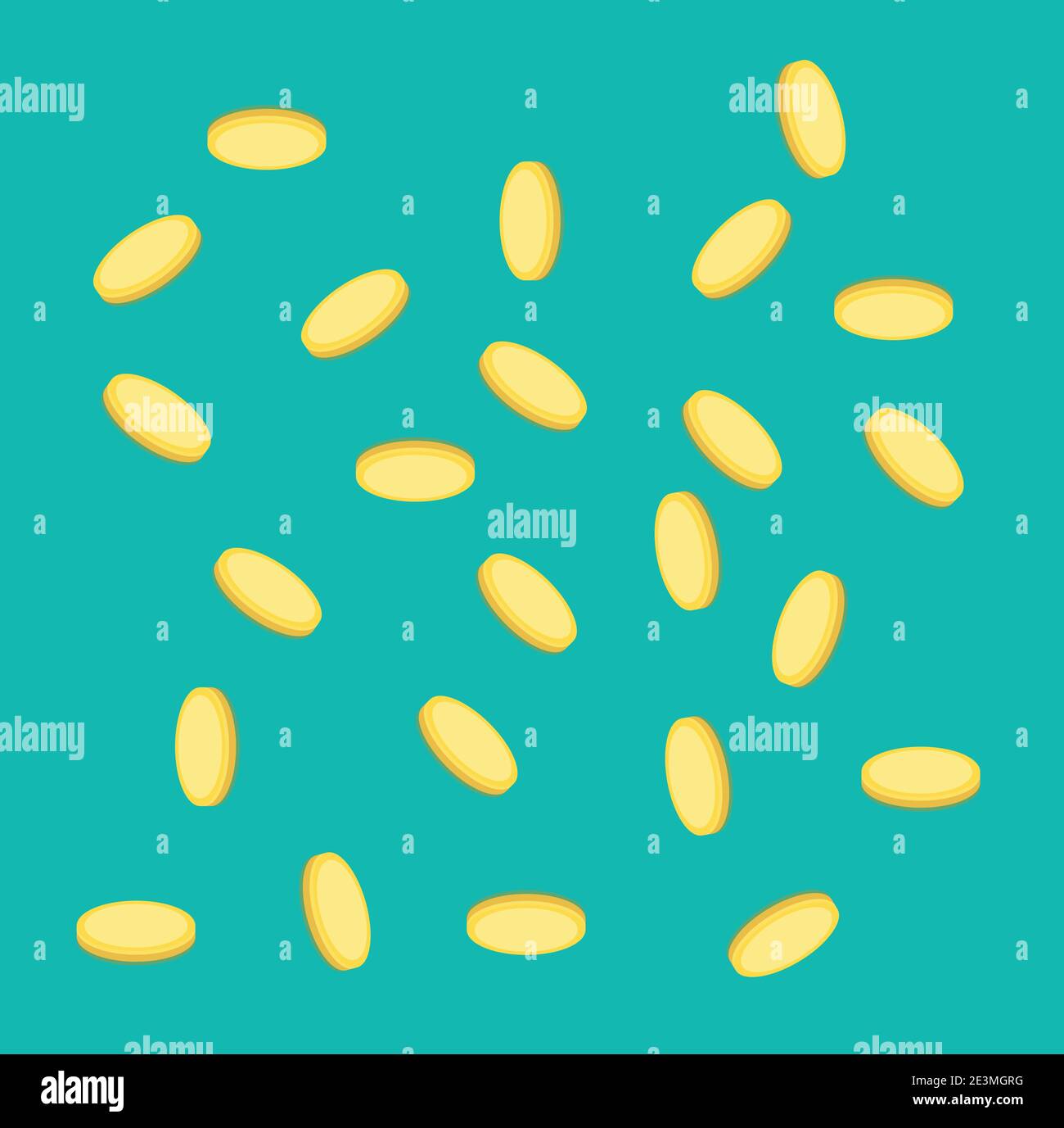 Coins Money Falling Down on Green Background. Stock Vector
