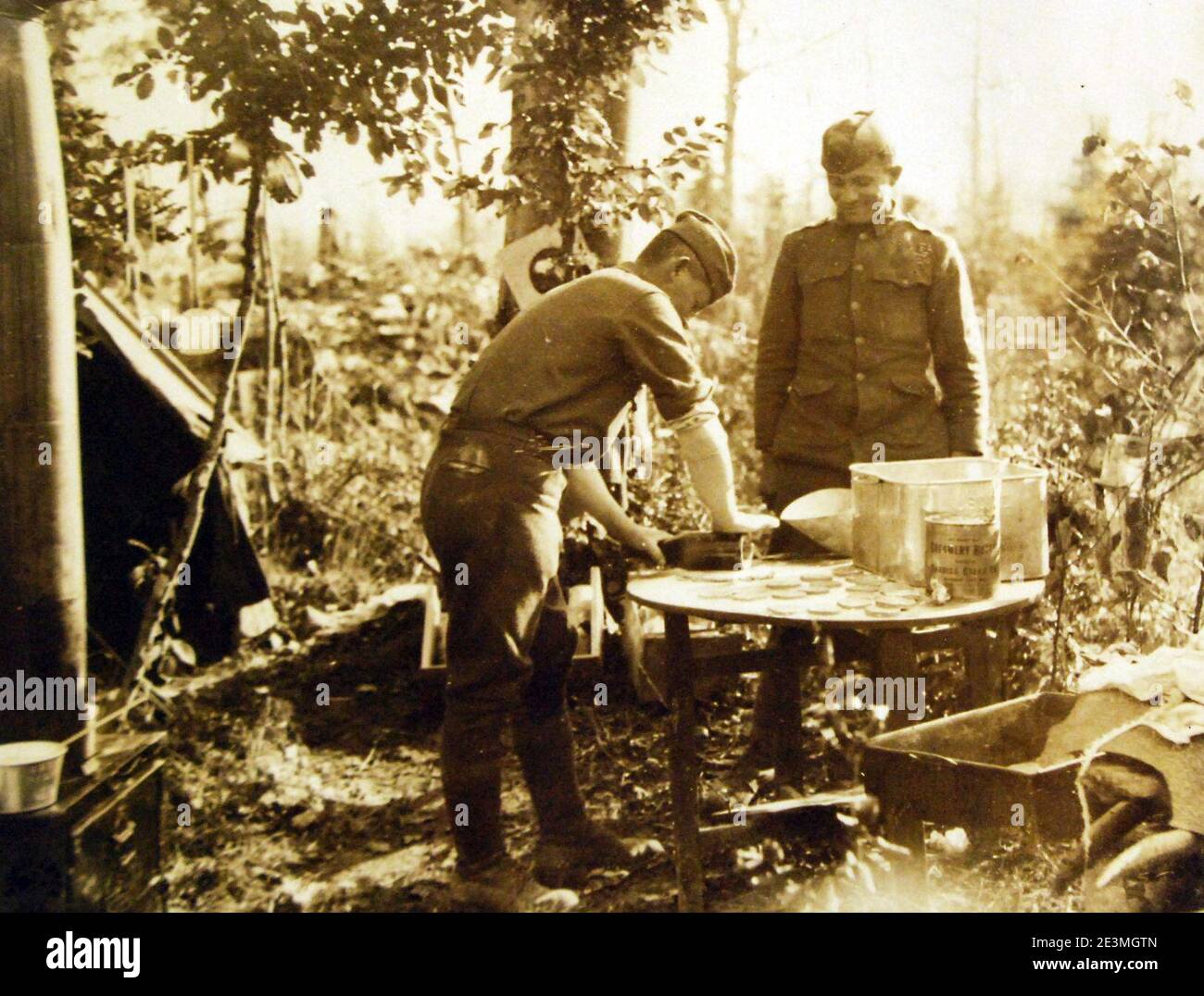 Making cookies at the front, 130th Infantry Supply Co., 33rd Division near St. Remy, France, 1918 (30324132660). Stock Photo