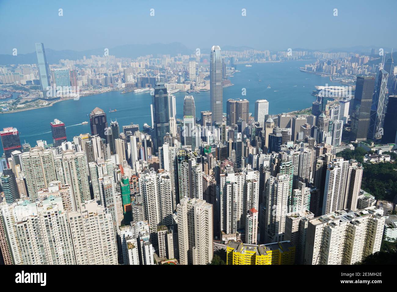 Aerial Panoramic View of Hong Kong Financial Distract from Victoria ...