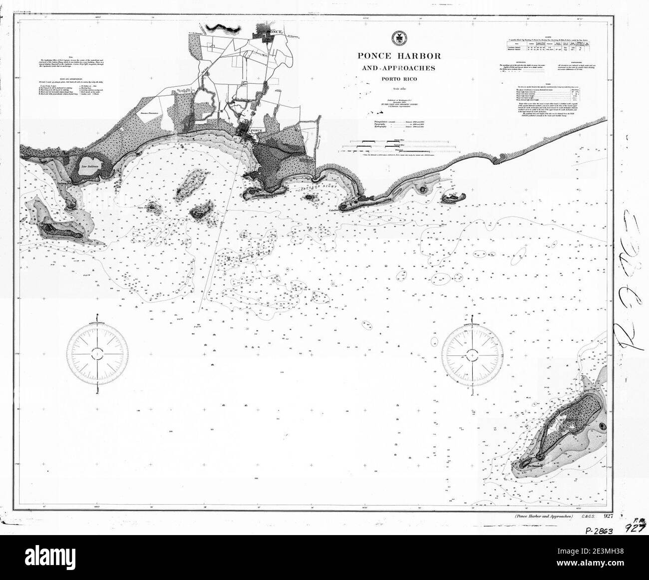 Mapa de la Bahía de Ponce, Puerto Rico, por US Dept of Commerce, Dec 1903 (DP8). Stock Photo