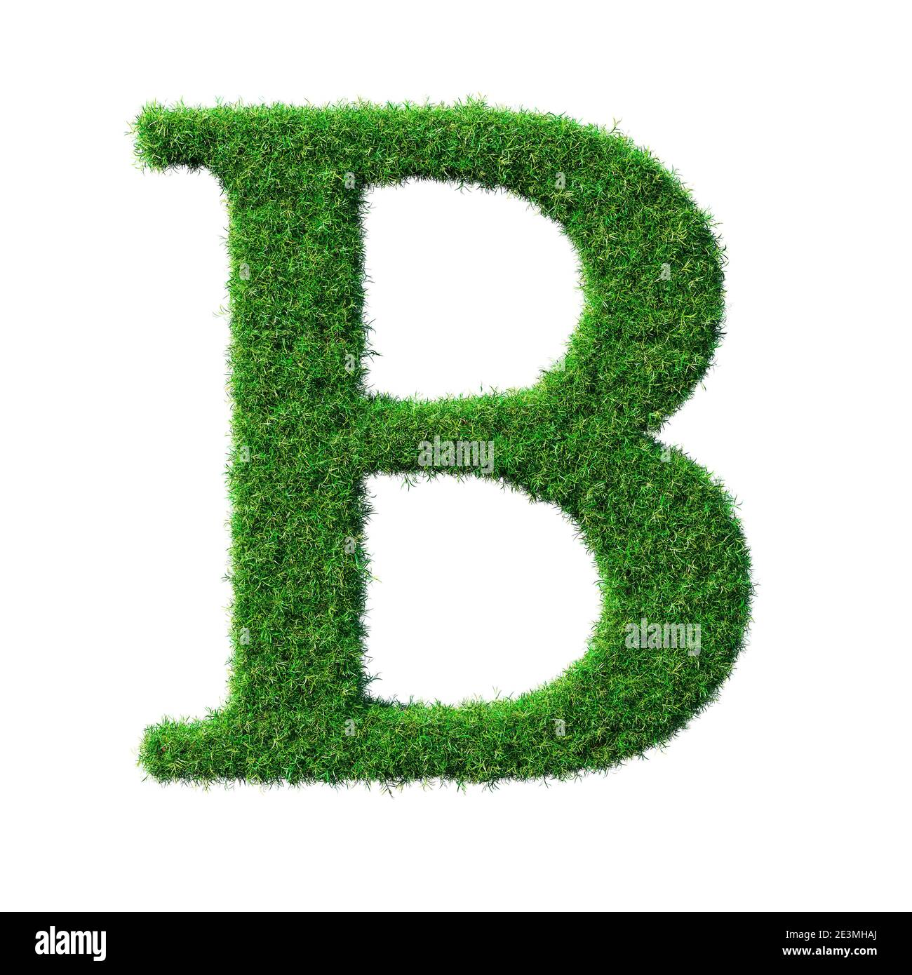 Letter B made of green grass isolated on white Background 3D-Illustration - Part of a series Stock Photo