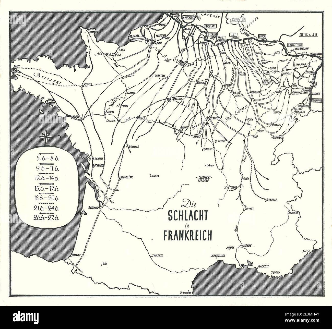 Mappe der Schlacht in Frankreich-Juni 1940 Stock Photo - Alamy