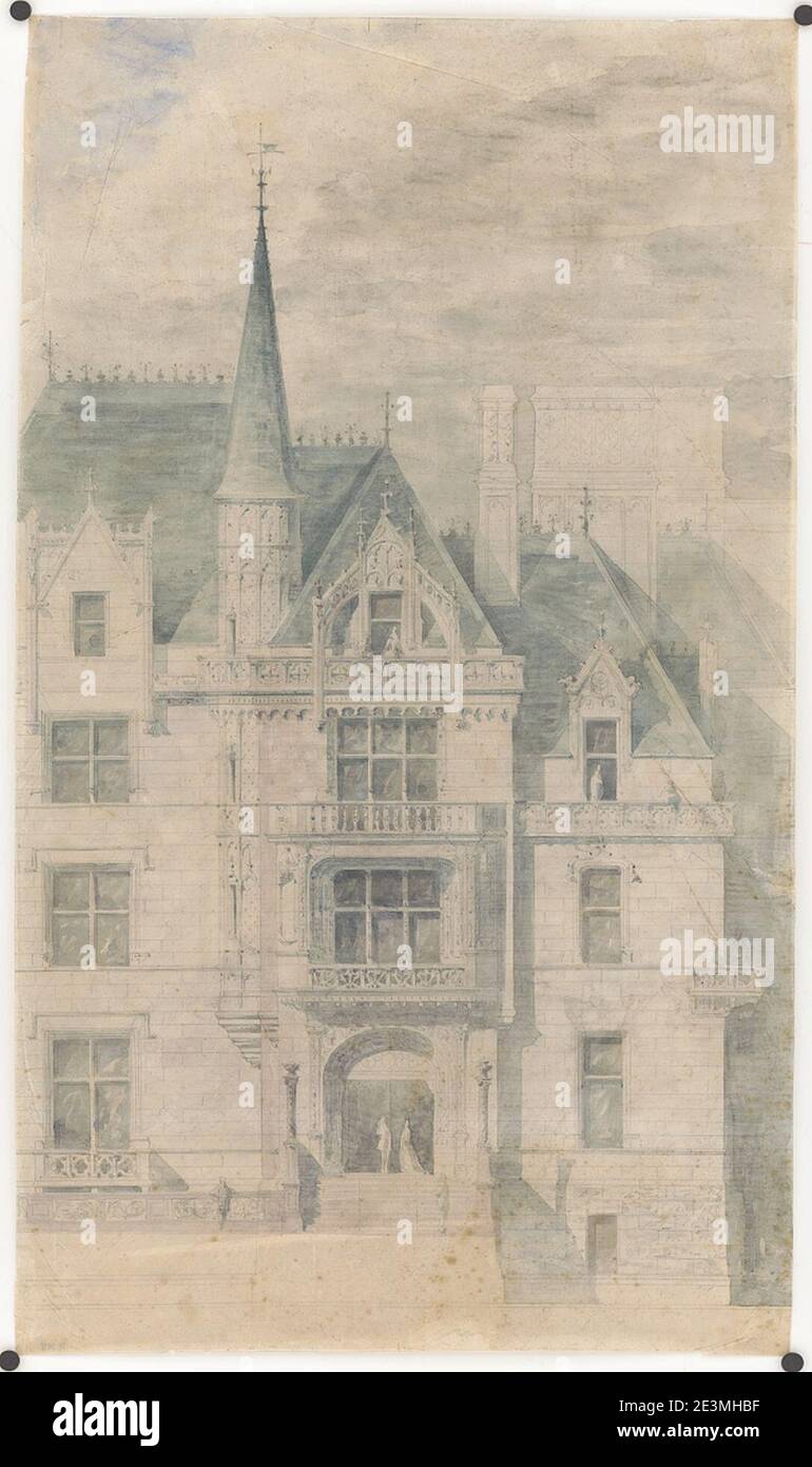 Mansion for William K. and Alva Vanderbilt, 660 Fifth Avenue, New York City). (Façade) (Rendering Stock Photo