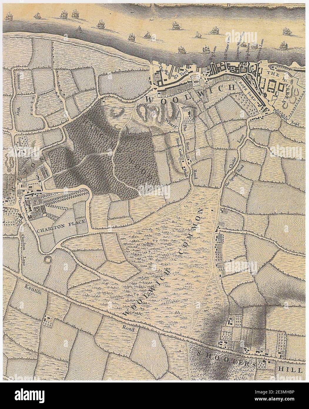 Map of Woolwich, 1740s Stock Photo Alamy