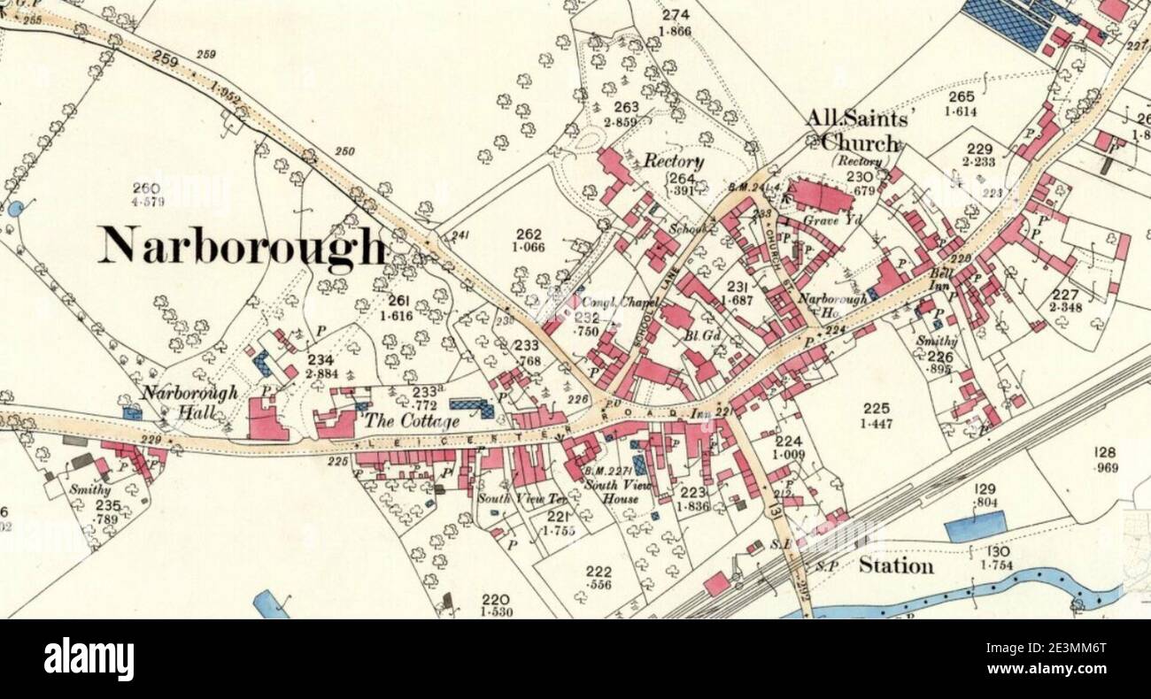 Map Narborough Leicestershire 1886 Stock Photo Alamy