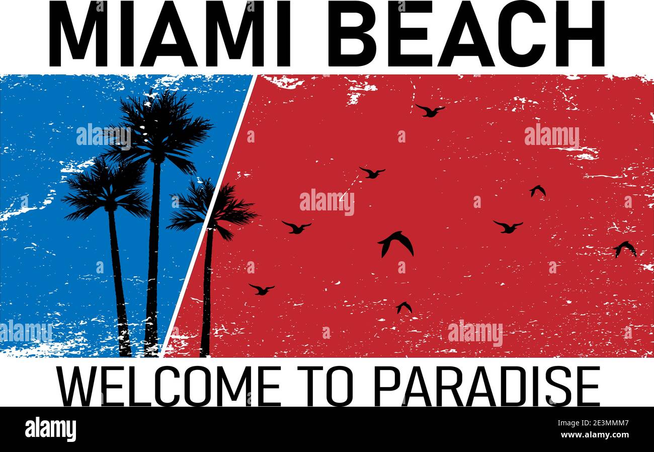 vector illustration, design t-shirt cool graphics, Miami beach Stock Vector