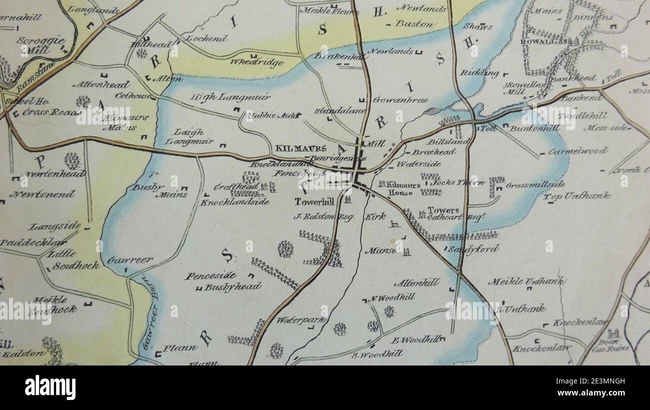 Map of Kilmaurs, East Ayrshire, Robert Aitken. 1829 Stock Photo Alamy