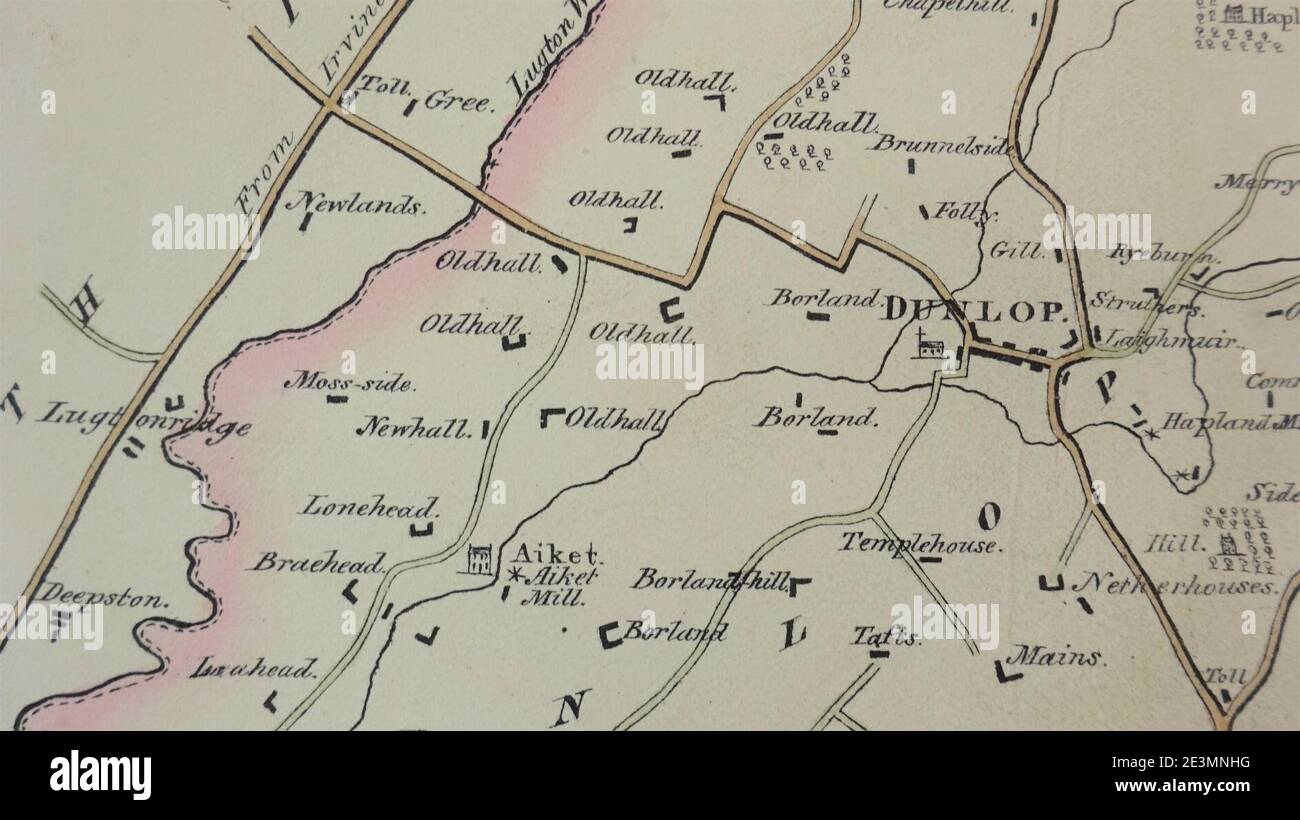 Map of Dunlop. Robert Aitken. 1829. East Ayrshire Stock Photo Alamy