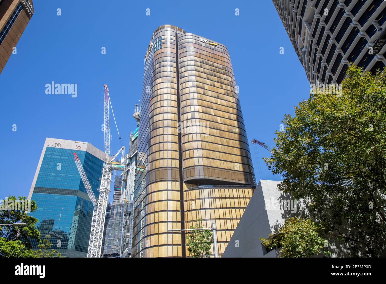 EY building in George Street Sydney city centre and adjacent urban development project,Sydney,Australia Stock Photo
