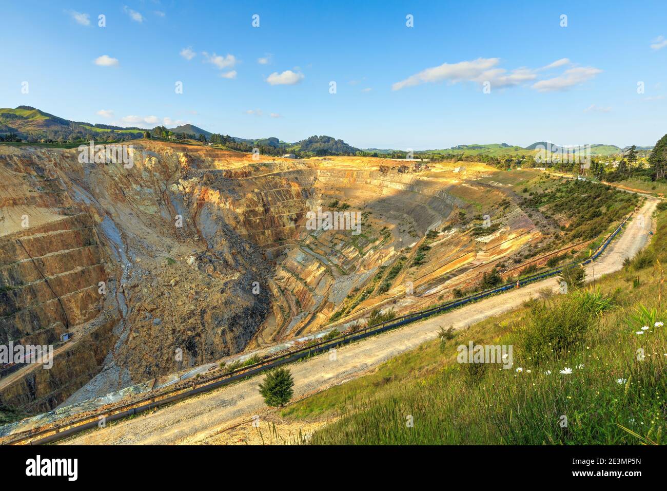 The large open-cast Martha gold mine in Waihi, New Zealand Stock Photo