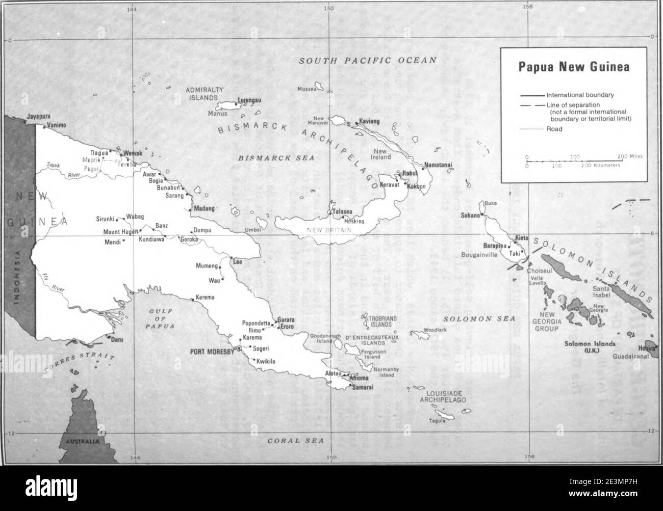Map of Papua New Guinea. Stock Photo
