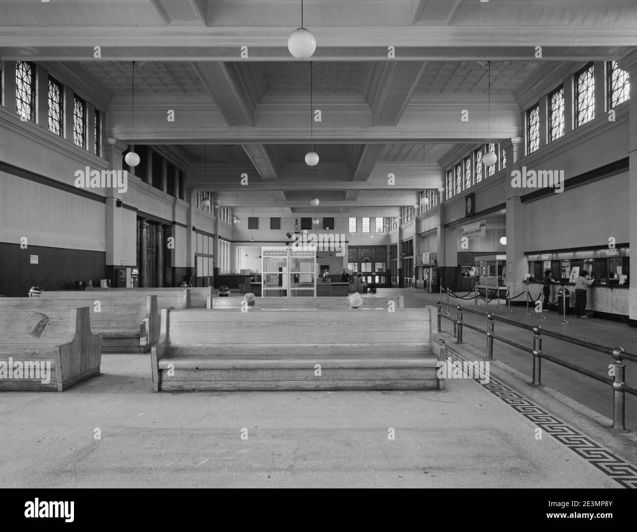 MAIN TERMINAL BUILDING WAITING ROOM, LOOKING WEST - Providence Union Station, Exchange Terrace, Providence, Providence County, RI HABS RI,4-PROV,177-8. Stock Photo