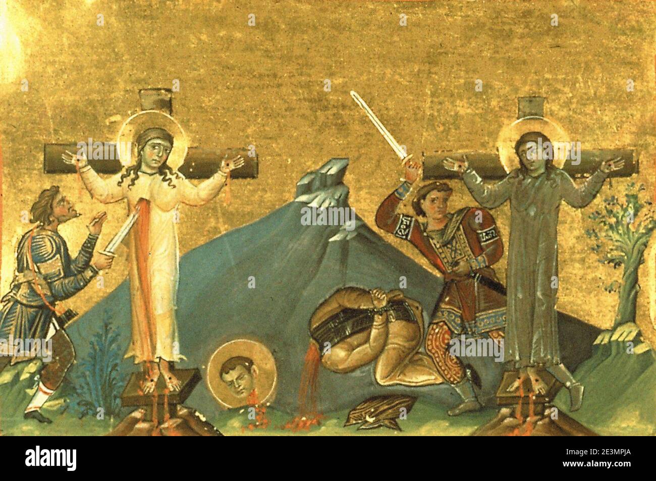Martha and Mary, and their brother Lycarion, in Egypt (Menologion of