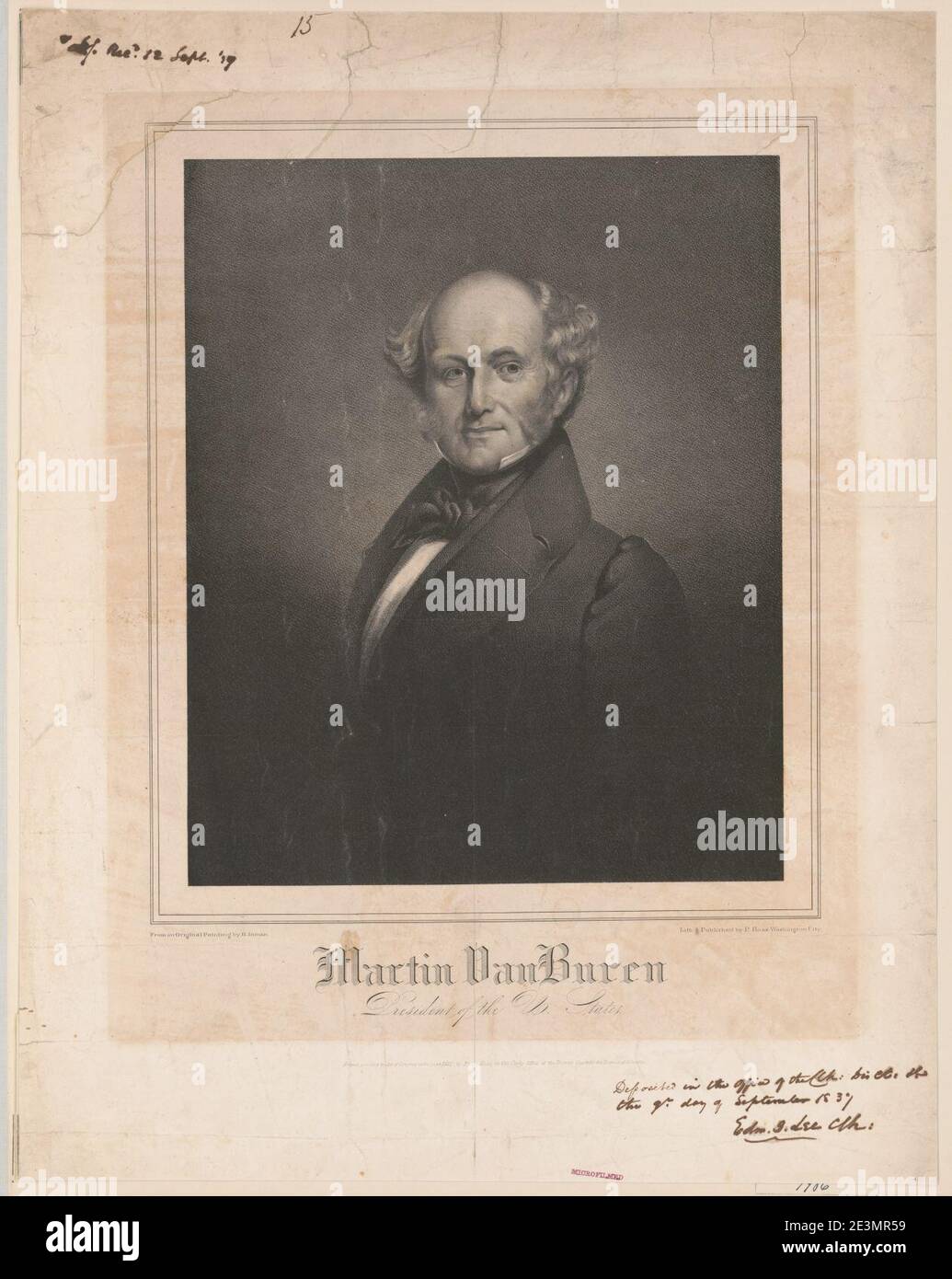 Martin Van Buren president of the U. States - from an original painting by H. Inman ; lith. & published by P. Haas, Washington City. Stock Photo