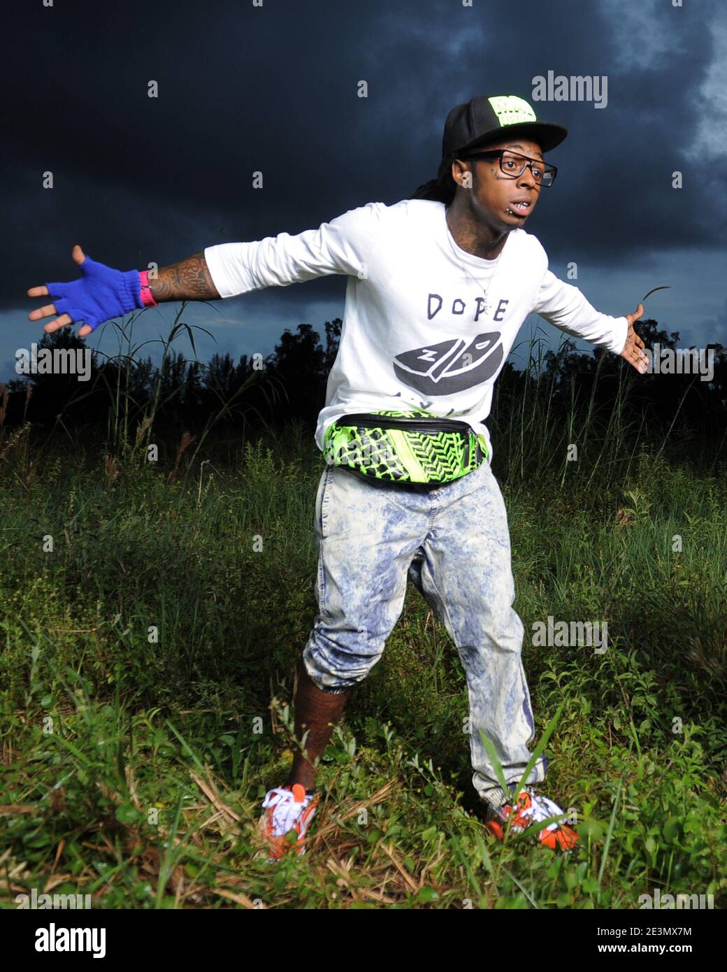 MIAMI, FL AUGUST 08 Lil Wayne in the weeds. Dwayne Michael Carter