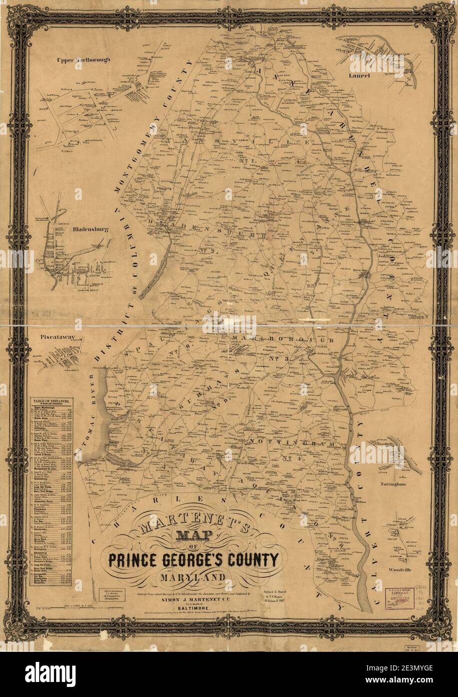 Map of Prince County, Maryland Stock Photo Alamy