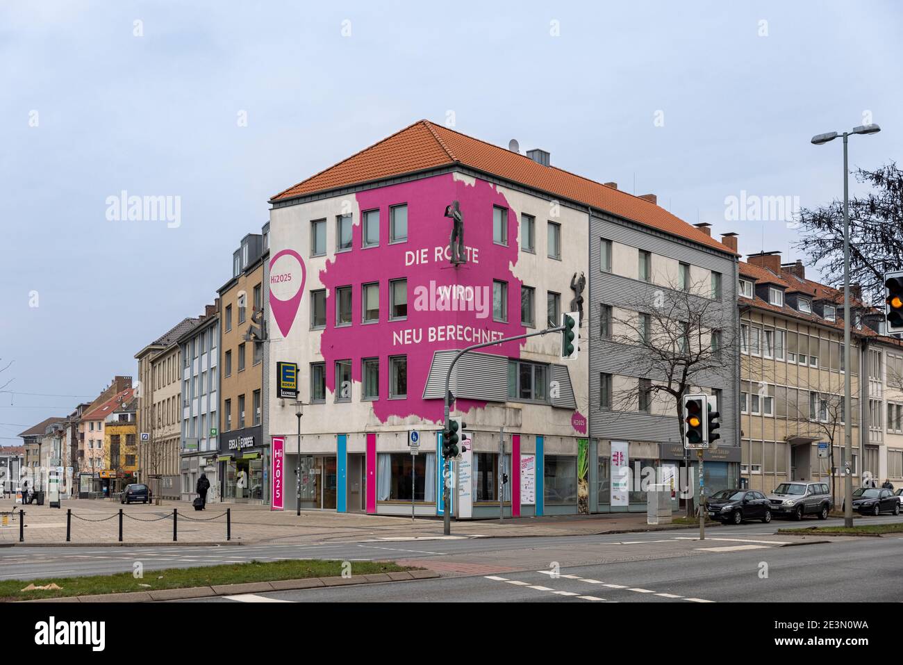 Quiet downtown streets of Hildesheim due to coronavirus lockdown Stock Photo