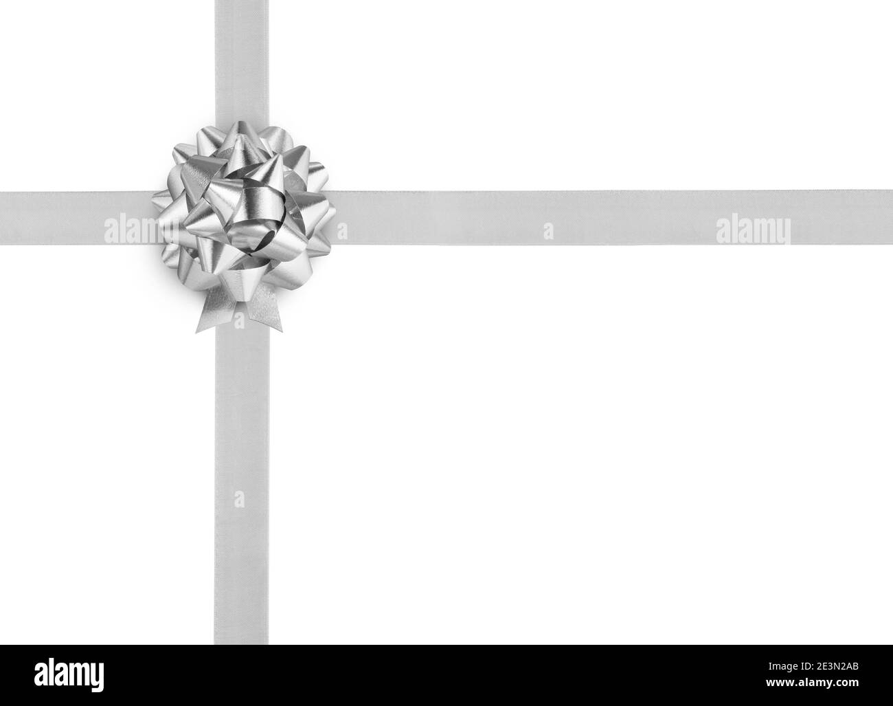 silver ribbon bow on white background Stock Photo - Alamy