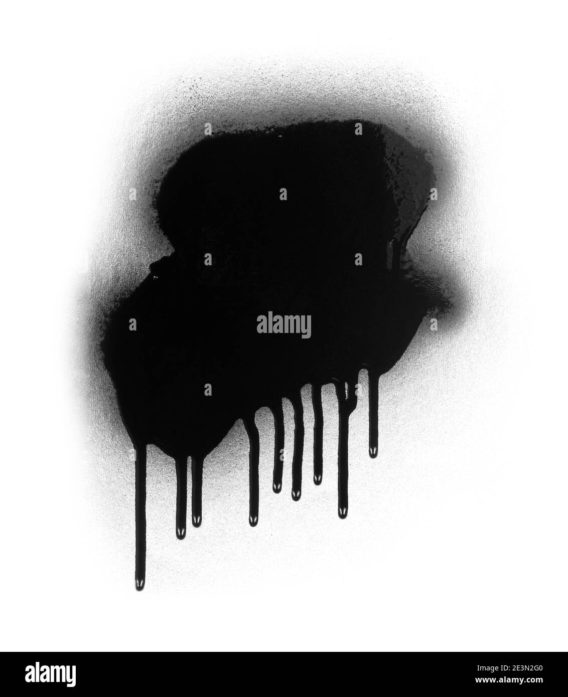 Black color spray paint or graffiti design element on a white ...