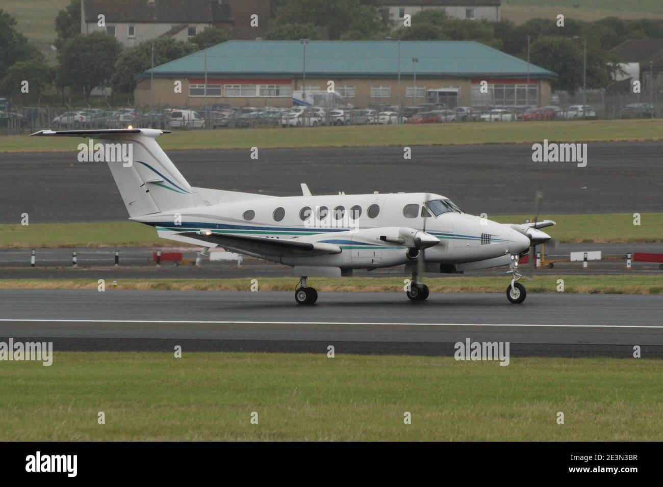 G-IASM, a Beechcraft B200 Super King Air operated by 2Excel Aviation/Broadsword Aviation, departing from Prestwick International Airport in Ayrshire. Stock Photo