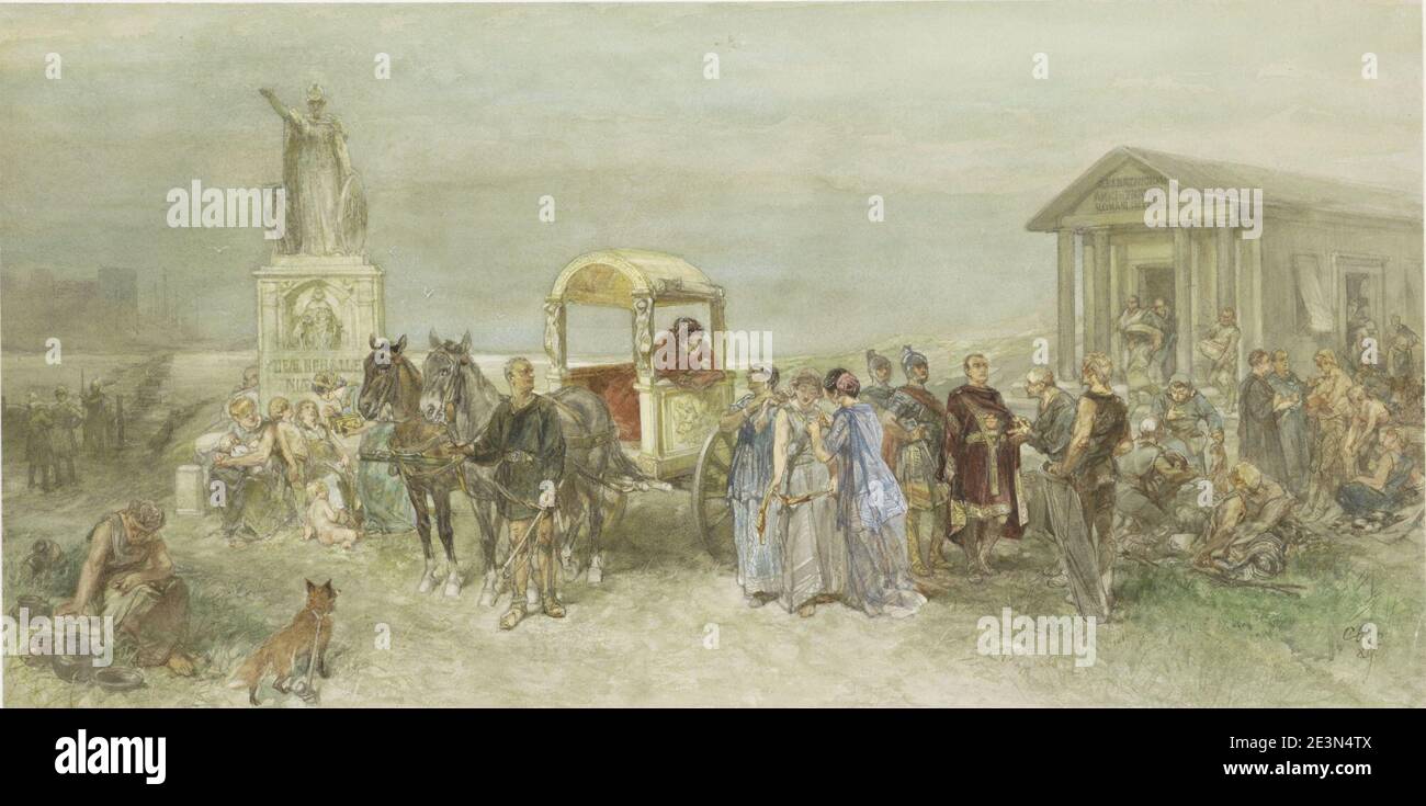 Marktplaats met Romeinen en Batavieren, Charles Rochussen, 1889. Stock Photo