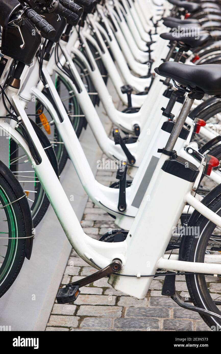 Urban electric bikes hi-res stock 