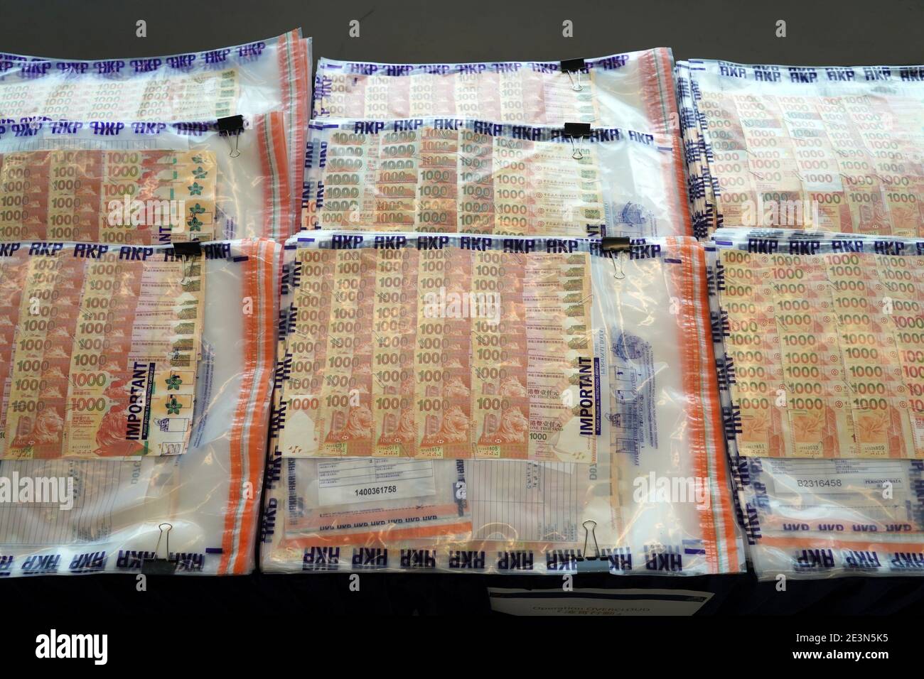 Hongkong, China. 20th Jan, 2021. The biggest money laundering case which  involved 6.3 billion Hong Kong dollars is cracked by Hong Kong police in  Hongkong, China on 20th January, 2021.(Photo by TPG/cnsphotos)