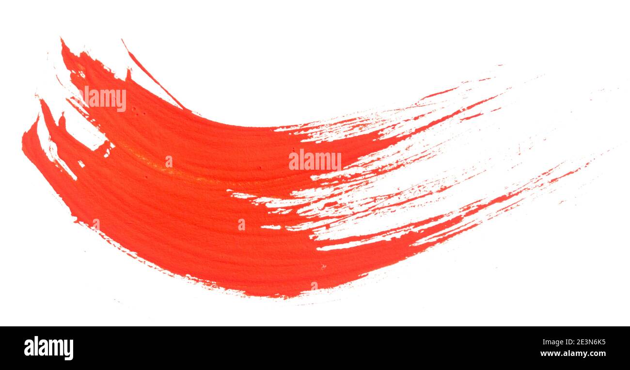 Red brush stroke isolated on white background Stock Photo - Alamy